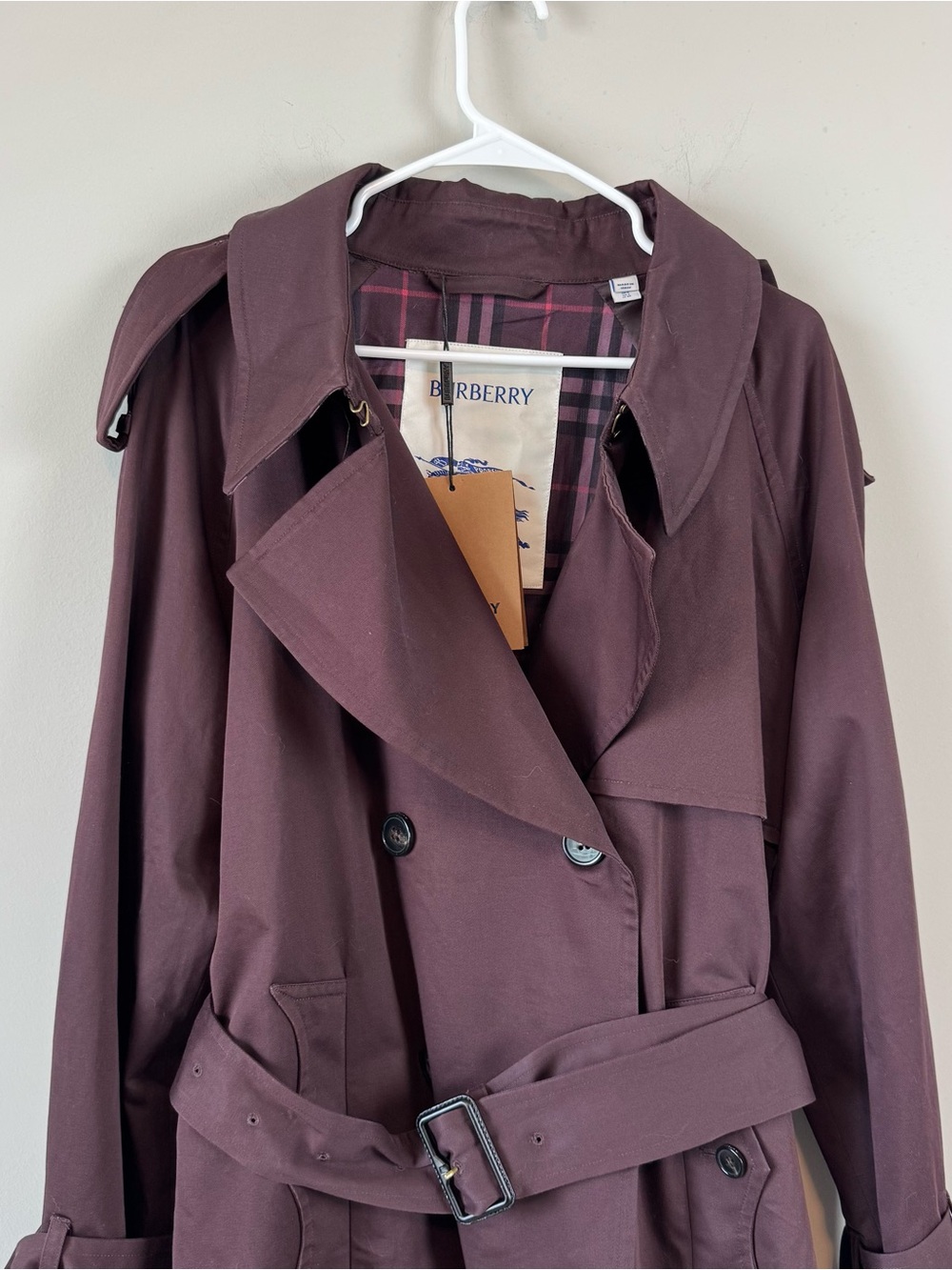 NWT Burberry Short Gabardine Fitzrovia Oversized Cropped Trench Coat Red Wine 2 - Picture 10 of 16